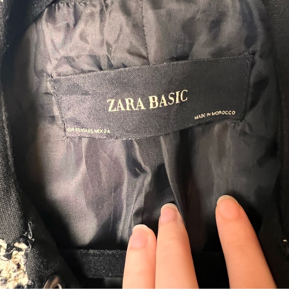 ZARA Black Fitted Belted Blazer Frock Coat with Pearl Laced Lapels - Size XS - Picture 11 of 12
